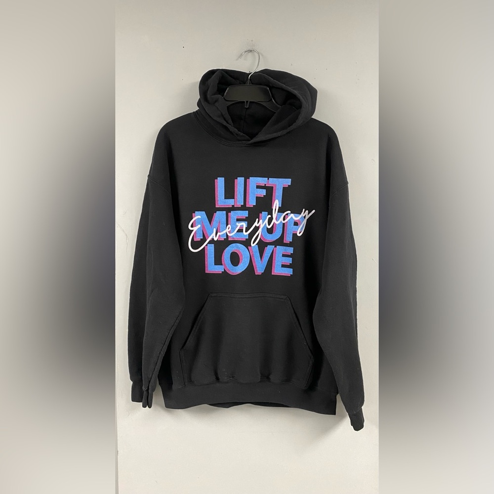 LIFT ME UP LOVE DMB Inspired Black Hooded Sweatshirt Size Large Hoodie Band Song